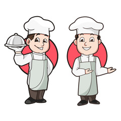 chef cartoon illustration for food or cafe business mascot