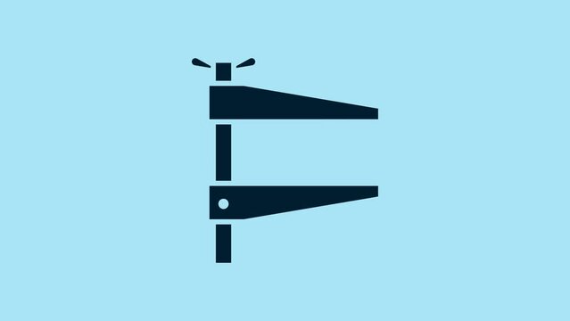 Blue Clamp tool icon isolated on blue background. Locksmith tool. 4K Video motion graphic animation