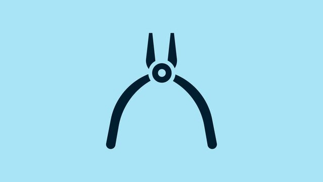 Blue Pliers tool icon isolated on blue background. Pliers work industry mechanical plumbing tool. 4K Video motion graphic animation