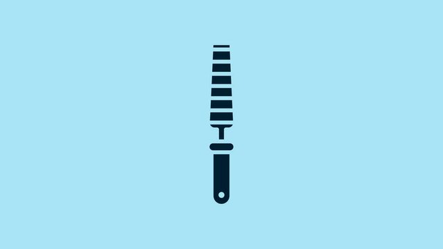Blue Chisel tool for wood icon isolated on blue background. 4K Video motion graphic animation