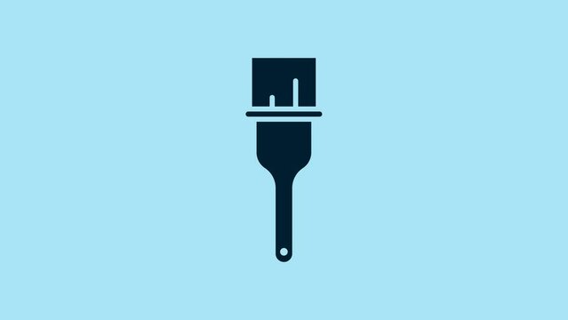 Blue Paint brush icon isolated on blue background. 4K Video motion graphic animation