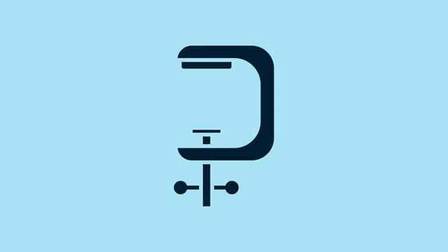 Blue Clamp and screw tool icon isolated on blue background. Locksmith tool. 4K Video motion graphic animation
