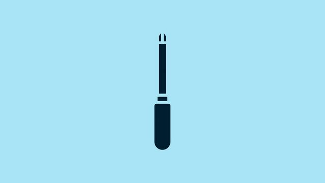 Blue Screwdriver icon isolated on blue background. Service tool symbol. 4K Video motion graphic animation