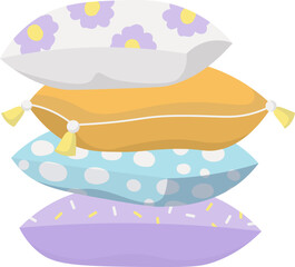 Decorative pillows flat icon Different fabric and shape