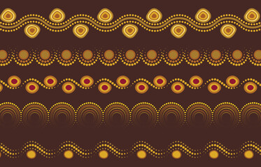 Fototapeta premium Brown aboriginal vector dots design background