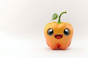 Cute bell pepper isolated. Happy bell pepper. Kawaii sweet pepper cartoon character. Funny vegetable character isolated on white background. generative ai	