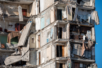 destroyed and burned houses in the city Russia Ukraine war