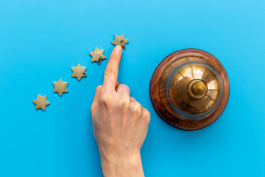 Hotel Service Bell With Five Golden Stars, Top View