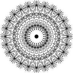 Title Mandala decorative round ornament. Can be used for greeting card, phone case print, etc. Hand drawn background, vector isolated on white.
