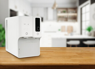 Modern technology water purifier. New water cooler format. Technological design..