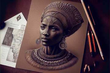 African history and tradition art illustration, Africa artwork, black lives matter illustration by Generative AI