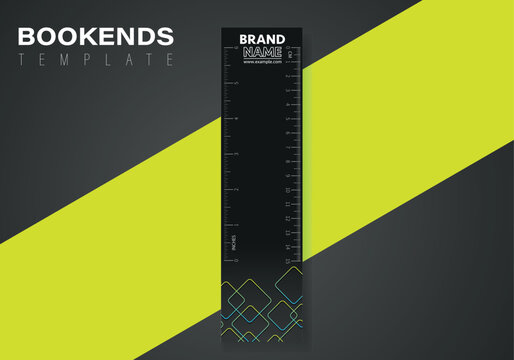 Vertical vector bookmarks design template with ruller and logo space. Inch and cm ruller on bookmarks design template.