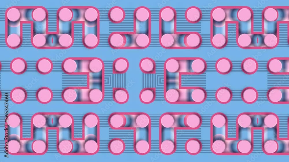 Poster abstract pattern with gradient moving through the pipeline. 3d render animation