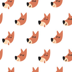 Obraz premium Vector colorful baby pattern with different cartoon dog heads for children, kids