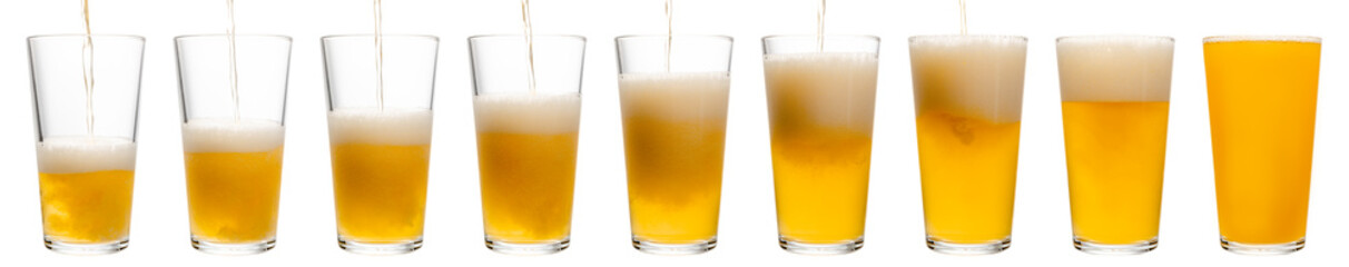 Pouring beer in shaker pint glass isolated - obrazy, fototapety, plakaty