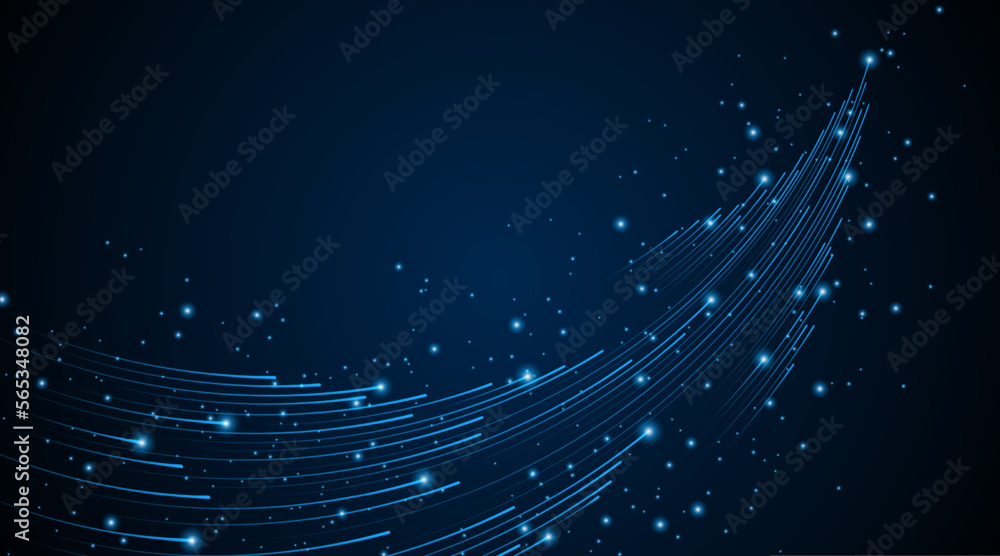 Fototapete Abstract arrow running at high speed. Fast wireless data transmission technology concept. modern internet network connection technology background
