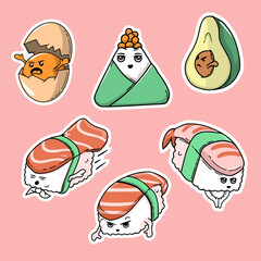 sushi and onigiri icon set
