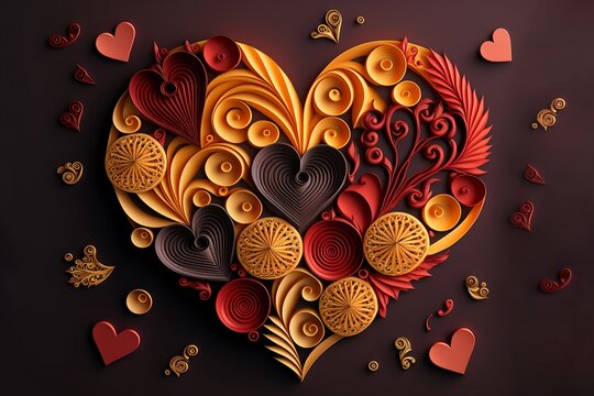 Heart design paper quilling