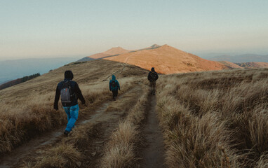 People hiking in Bieszczady mountains © MAriusz