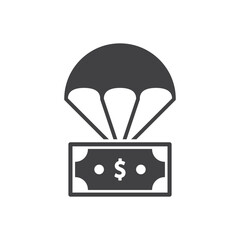 Money with parachute icon