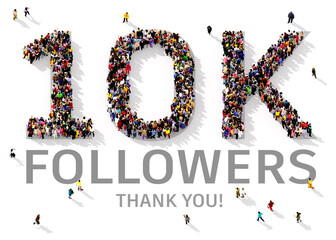 Crowd of people gathered together in the shape of 