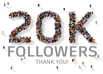 Crowd of people gathered together in the shape of 