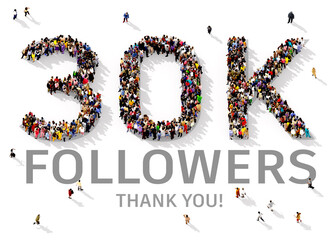 Crowd of people gathered together in the shape of 