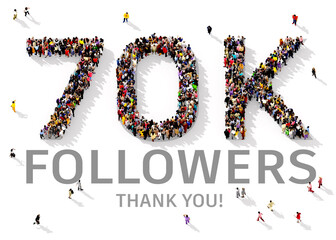 Crowd of people gathered together in the shape of 