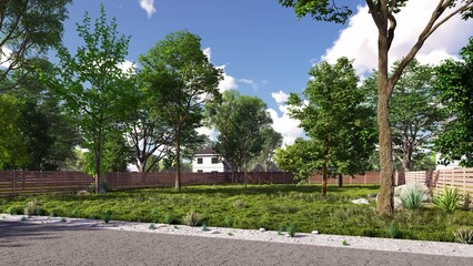 Fototapeta premium Building a house. 3D visualization of the house