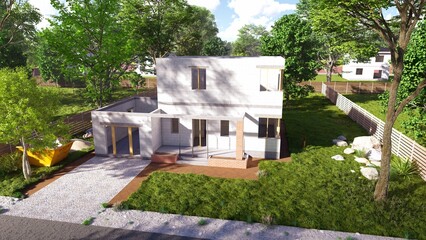 Fototapeta na wymiar Building a house. 3D visualization of the house