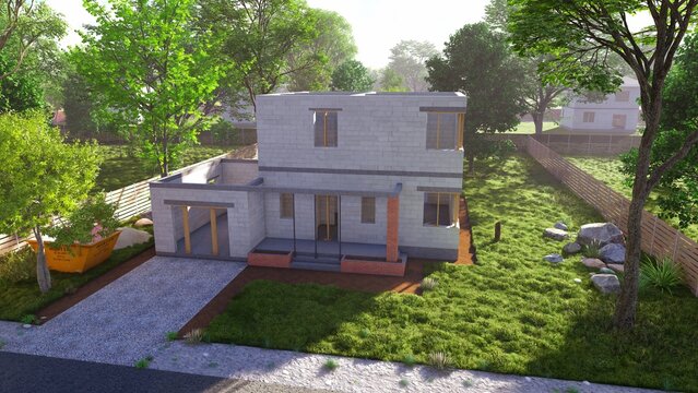 Building a house. 3D visualization of the house