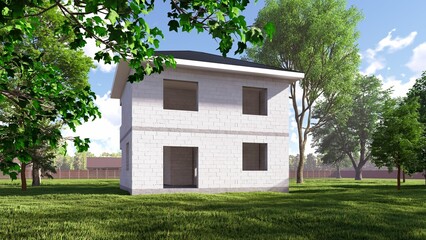 Building a house. 3D visualization of the house