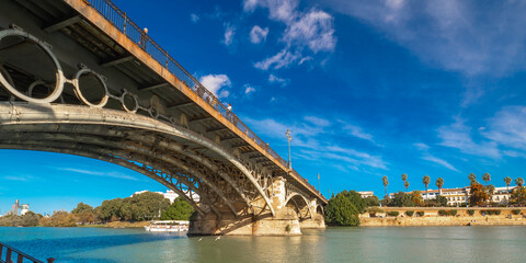 Triana Bridge, Guadalquivir River View,  Sevilla, Andalucía, Spain, Europe