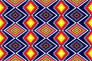 Ethnic Geometric oriental traditional with triangles and elements seamless pattern. designed for background, wallpaper, clothing, wrapping, fabric, Batik, decorating, embroidery 