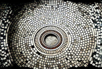 circular Roman style mosaic floor, generative ai