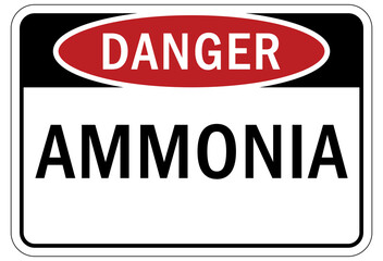 Ammonia warning chemical sign and labels