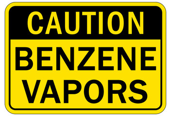 Benzene warning chemical sign and labels benzene vapors