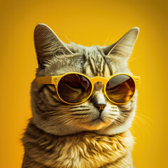 Fashion forward felines. Adorable cats rockin' stylish glasses to protect their vision and look cute