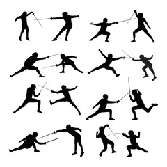 Set fencing silhouette vector illustration