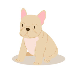 Obraz na płótnie Canvas Happy cartoon puppy sitting, portrait of a cute little dog wearing a collar. Friend with a dog.
