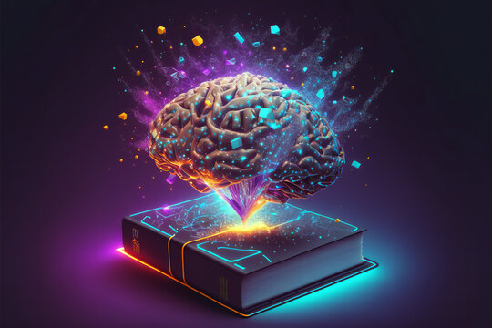 book and colorful brain splash Brainstorm and inspire concept.