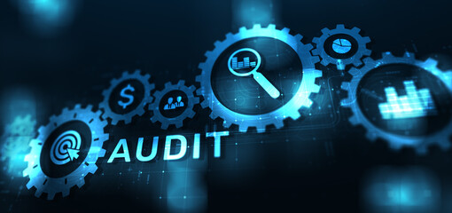 Audit - official financial examination for business as concept on virtual screen. - obrazy, fototapety, plakaty