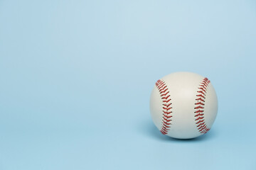 close up baseball on blue table  background,  sport concept