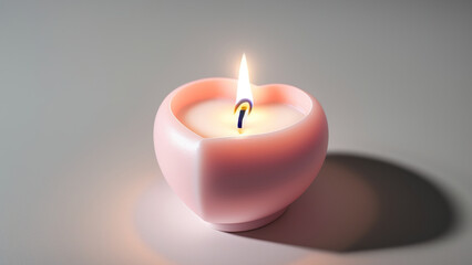 Obraz na płótnie Canvas A heart-shaped candle, the soft glow casting a warm light on the surrounding area. A Valentine’s Day and Wedding Anniversary special romantic love background. Generative AI.