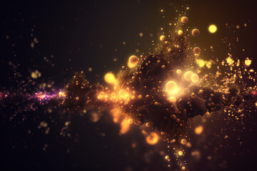 Colorful golden glitter sparkling dust on black background illustration