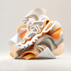 abstract shoes on a white background, AI