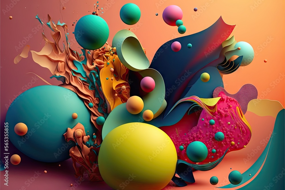 Poster abstract colorful background with liquid and bubbles.