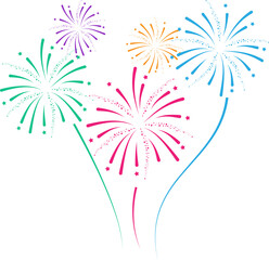 Set ofcolorful fireworks.Fireworks with stars and sparks isolated on white background.Festive fireworks in diferent colors.