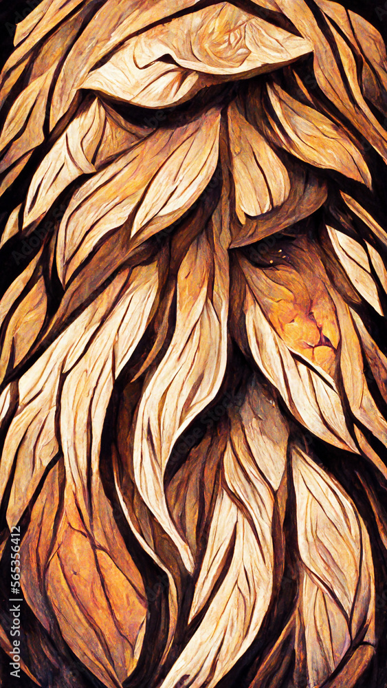 Wall mural lion wood painting fluff texture illustration generative ai content by midjourney