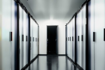 Illustration photo of a white data center server room